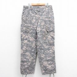 W34★古着 ミリタリー カーゴ パンツ メンズ 00年代 00s コンバット リップストップ デジタルカモ USA製 グレー 迷彩 25sep25 中古 ボトムス ロング