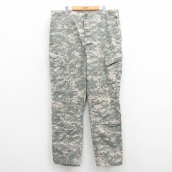 W40★古着 ミリタリー カーゴ パンツ メンズ コンバット リップストップ 大きいサイズ デジタルカモ USA製 グレー 迷彩 25sep25 中古 ボトムス ロング