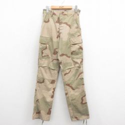 W28★古着 ミリタリー カーゴ パンツ メンズ デザートカモ ベージュ カーキ 迷彩 25sep25 中古 ボトムス ロング