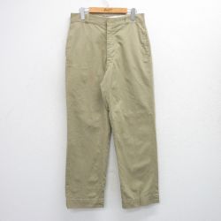 W30★古着 ビンテージ ミリタリー チノ パンツ チノパン メンズ 70年代 70s コットン USA製 ベージュ カーキ 【spe】 25sep29 中古 ボトムス ロング