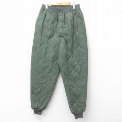 W36★古着 ミリタリー ナイロン キルティング ライナー パンツ メンズ 90年代 90s CWU-9P USA製 緑 26feb04