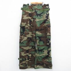 W38★古着 ミリタリー カーゴ パンツ メンズ 00年代 00s ケミカルプロテクティブ リップストップ ワンポイントロゴ サスペンダー付き USA製 緑他 迷彩【spe】 26feb19
