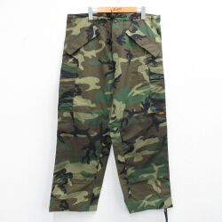 W29★古着 ミリタリー ナイロン カーゴ パンツ メンズ 90年代 90s ゴアテックス ワンポイントロゴ USA製 緑他 迷彩【spe】 26feb19