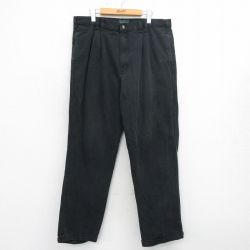 W38★古着 パンツ メンズ コットン 黒 ブラック 24may16 中古 ボトムス ロング