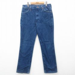 W35★古着 ラングラー Wrangler ジーンズ メンズ 90年代 90s コットン USA製 紺 ネイビー デニム 24may22 中古 ボトムス ジーパン Gパン ロング パンツ