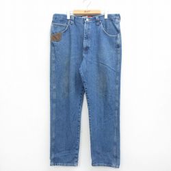 【30%OFF】W38★古着 ラングラー Wrangler ジーンズ メンズ コットン 紺 ネイビー デニム 24jun18 中古 ボトムス ジーパン Gパン ロング パンツ