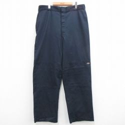 W38★古着 ディッキーズ Dickies ワーク パンツ メンズ ダブルニー 紺 ネイビー 24jun20 中古 ボトムス ロング