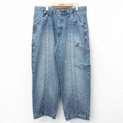 【30%OFF】W38★古着 ペインター パンツ メンズ コットン 紺 ネイビー デニム 24sep26 中古 ボトムス ロング