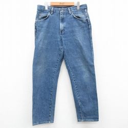 W34★古着 ラングラー Wrangler ジーンズ メンズ 90年代 90s コットン USA製 紺 ネイビー デニム 24sep26 中古 ボトムス ジーパン Gパン ロング パンツ
