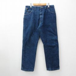 W36★古着 ラングラー Wrangler ジーンズ メンズ 90年代 90s コットン USA製 紺 ネイビー デニム 内側キルティング 24sep30 中古 ボトムス ジーパン Gパン ロング パンツ