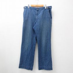 W37★古着 ジーンズ メンズ 80年代 80s タロン 紺 ネイビー デニム 24oct05 中古 ボトムス ジーパン Gパン ロング パンツ
