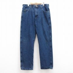 W38★古着 カベラス ジーンズ メンズ 00年代 00s コットン 紺 ネイビー デニム 内側フリース 24oct05 中古 ボトムス ジーパン Gパン ロング パンツ