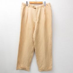 【50%OFF】W35★古着 パンツ メンズ 90年代 90s イタリア製 薄黄 イエロー 24oct19 中古 ボトムス ロング