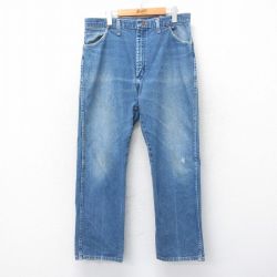 W37★古着 ラングラー Wrangler ジーンズ メンズ 90年代 90s コットン USA製 紺 ネイビー デニム 24oct25 中古 ボトムス ジーパン Gパン ロング パンツ
