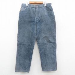 W37★古着 スエード パンツ メンズ 90年代 90s カナダ製 紺 ネイビー 24nov01 中古 ボトムス ロング