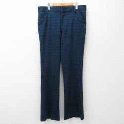 W36★古着 FARAH スラックス パンツ メンズ 80年代 80s USA製 濃紺他 ネイビー チェック 24nov05 中古 ボトムス ロング