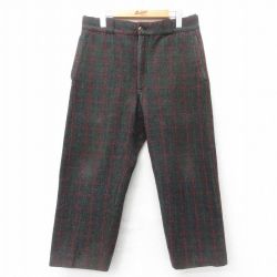 W34★古着 ジョンソン JOHNSON パンツ メンズ 90年代 90s ウール 濃グレー他 チェック 24nov06 中古 ボトムス ロング