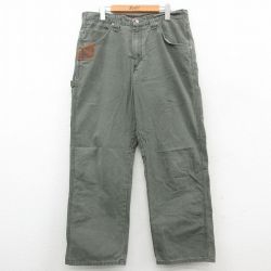 W36★古着 ラングラー Wrangler ペインター パンツ メンズ リップストップ 緑系 グリーン 24nov06 中古 ボトムス ロング