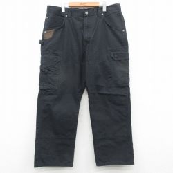 W38★古着 ラングラー Wrangler ペインター パンツ メンズ リップストップ コットン 黒 ブラック 24nov06 中古 ボトムス ロング