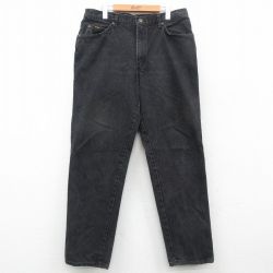 W36★古着 h.i.s ジーンズ メンズ 90年代 90s コットン USA製 黒 ブラック デニム 24nov06 中古 ボトムス ジーパン Gパン ロング パンツ