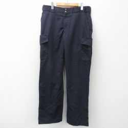W34★古着 カーゴ パンツ メンズ 濃紺 ネイビー 24nov07 中古 ボトムス ロング