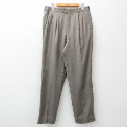 W34★古着 パンツ メンズ 90年代 90s ウール イングランド製 グレー系 24nov07 中古 ボトムス ロング