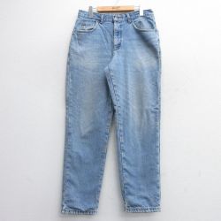 W34★古着 エルエルビーン LLBEAN ジーンズ メンズ 00年代 00s 紺 ネイビー デニム 内側フランネル 24nov07 中古 ボトムス ジーパン Gパン ロング パンツ