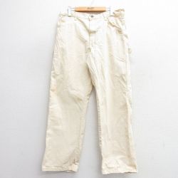 W36★古着 ディッキーズ Dickies ペインター パンツ メンズ 90年代 90s ダック地 コットン タロン 生成り 【spe】 24nov07 中古 ボトムス ロング