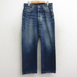 W33★古着 ラルフローレン Ralph Lauren ポロジーンズ ブランド ジーンズ メンズ ヒゲ コットン 紺 ネイビー デニム 24nov07 中古 ボトムス ジーパン Gパン ロング パンツ