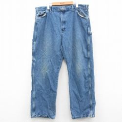 W39★古着 ディッキーズ Dickies ペインター パンツ メンズ 大きいサイズ コットン 紺 ネイビー デニム 24nov11 中古 ボトムス ロング