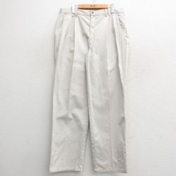 W36★古着 パンツ メンズ コットン 薄ベージュ カーキ 24nov13 中古 ボトムス ロング