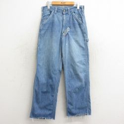 W31★古着 リー Lee ペインター パンツ メンズ 80年代 80s コットン USA製 タロン 紺 ネイビー デニム 【spe】 24nov21 中古 ボトムス ロング