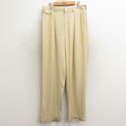 W32★古着 ラルフローレン Ralph Lauren ブランド スラックス パンツ メンズ 90年代 90s USA製 ベージュ カーキ 24nov22 中古 ボトムス ロング