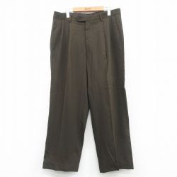 W35★古着 スラックス パンツ メンズ 90年代 90s ウール イタリア製 茶 ブラウン 24nov27 中古 ボトムス ロング