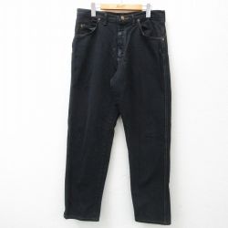 W33★古着 ラングラー Wrangler ジーンズ メンズ 00年代 00s 黒 ブラック デニム 24nov27 中古 ボトムス ジーパン Gパン ロング パンツ