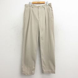 W33★古着 ラルフローレン Ralph Lauren ブランド チノ パンツ チノパン メンズ 90年代 90s コットン ベージュ カーキ 24dec07 中古 ボトムス ロング