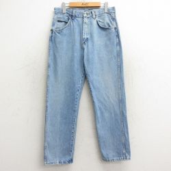 W31★古着 ルート66 ジーンズ メンズ コットン USA製 薄紺 ネイビー デニム 24dec07 中古 ボトムス ジーパン Gパン ロング パンツ