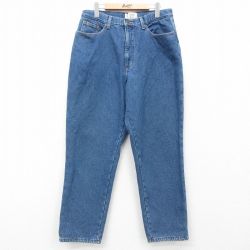 W32★古着 エルエルビーン LLBEAN ジーンズ メンズ 00年代 00s コットン 紺 ネイビー デニム 内側フリース 24dec11 中古 ボトムス ジーパン Gパン ロング パンツ