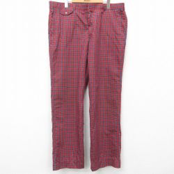 W40★古着 オービス ORVIS スラックス パンツ メンズ 90年代 90s 大きいサイズ USA製 赤他 レッド チェック 【spe】 24dec11 中古 ボトムス ロング