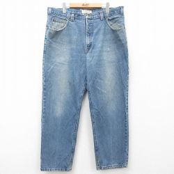 W38★古着 セントジョンズベイ ジーンズ メンズ 00年代 00s ヒゲ コットン 紺 ネイビー デニム 24dec11 中古 ボトムス ジーパン Gパン ロング パンツ