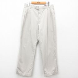 W33★古着 パンツ メンズ 80年代 80s 薄ベージュ カーキ 24dec11 中古 ボトムス ロング