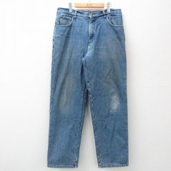 W36★古着 カベラス ジーンズ メンズ 00年代 00s コットン 紺 ネイビー デニム 内側フリース 24dec11 中古 ボトムス ジーパン Gパン ロング パンツ
