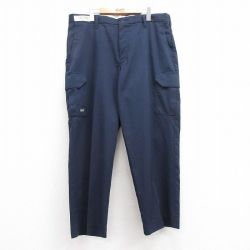 【20%OFF】W39★古着 ワーク カーゴ パンツ メンズ 大きいサイズ 紺 ネイビー 24dec13 中古 ボトムス ロング