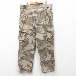 W38★古着 ラングラー Wrangler カーゴ パンツ メンズ コットン 茶他 ブラウン 迷彩 24dec14 中古 ボトムス ロング