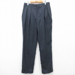 W34★古着 ランズエンド スラックス パンツ メンズ 90年代 90s ウール USA製 紺他 ネイビー 【spe】 24dec14 中古 ボトムス ロング