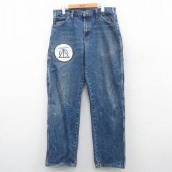 W35★古着 ディッキーズ Dickies ペインター パンツ メンズ コットン 紺 ネイビー デニム 24dec17 中古 ボトムス ロング