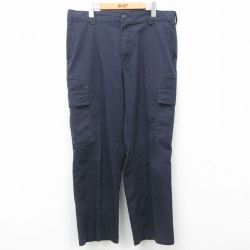 W36★古着 カーゴ パンツ メンズ 90年代 90s USA製 紺 ネイビー 24dec18 中古 ボトムス ロング