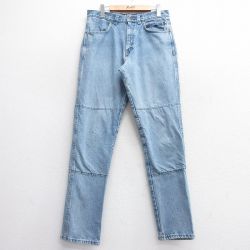 【50%OFF】W32★古着 ジーンズ メンズ 90年代 90s ダブルニー USA製 紺 ネイビー デニム 25jan29 中古 ボトムス ジーパン Gパン ロング パンツ