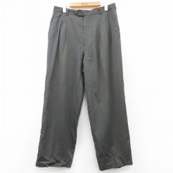 W33★古着 スラックス パンツ メンズ 90年代 90s ウール イタリア製 グレー 25jan30 中古 ボトムス ロング