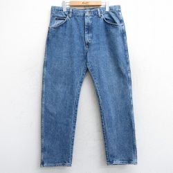 W36★古着 ラングラー Wrangler ジーンズ メンズ 90年代 90s コットン USA製 紺 ネイビー デニム 【spe】 25feb01 中古 ボトムス ジーパン Gパン ロング パンツ